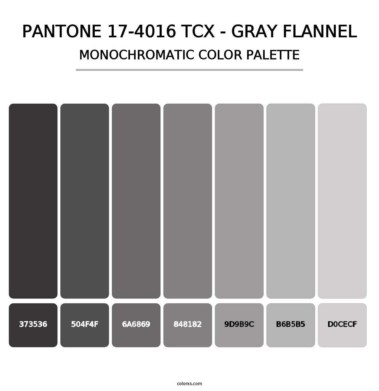 PANTONE 17-4016 TCX - Gray Flannel - Monochromatic Color Palette