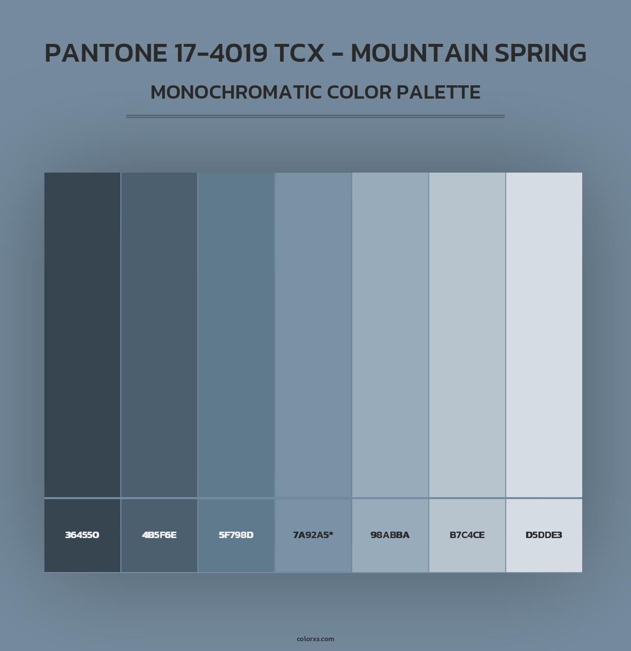 PANTONE 17-4019 TCX - Mountain Spring - Monochromatic Color Palette