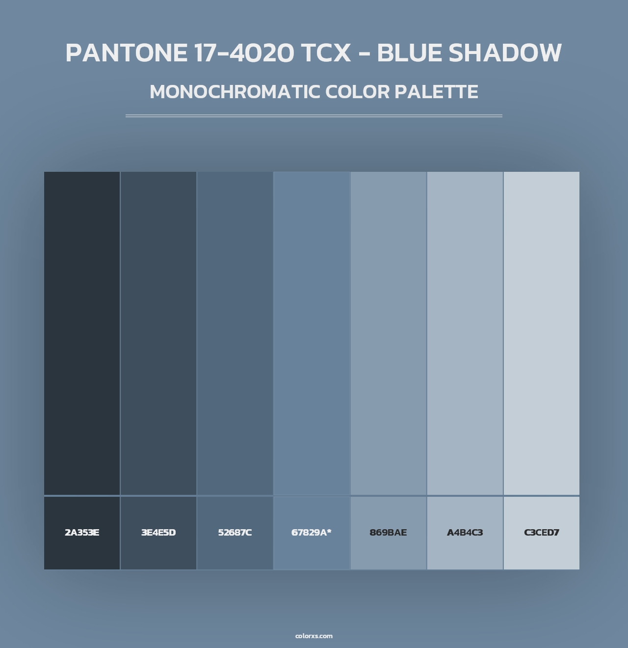 PANTONE 17-4020 TCX - Blue Shadow - Monochromatic Color Palette