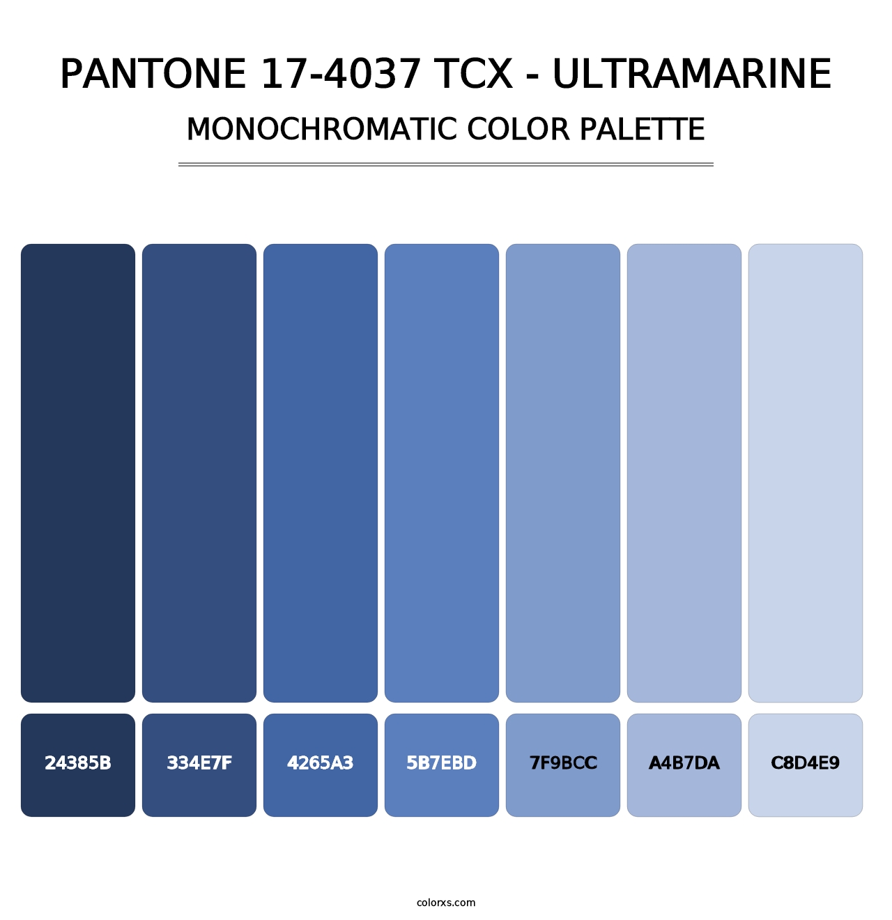 PANTONE 17-4037 TCX - Ultramarine - Monochromatic Color Palette