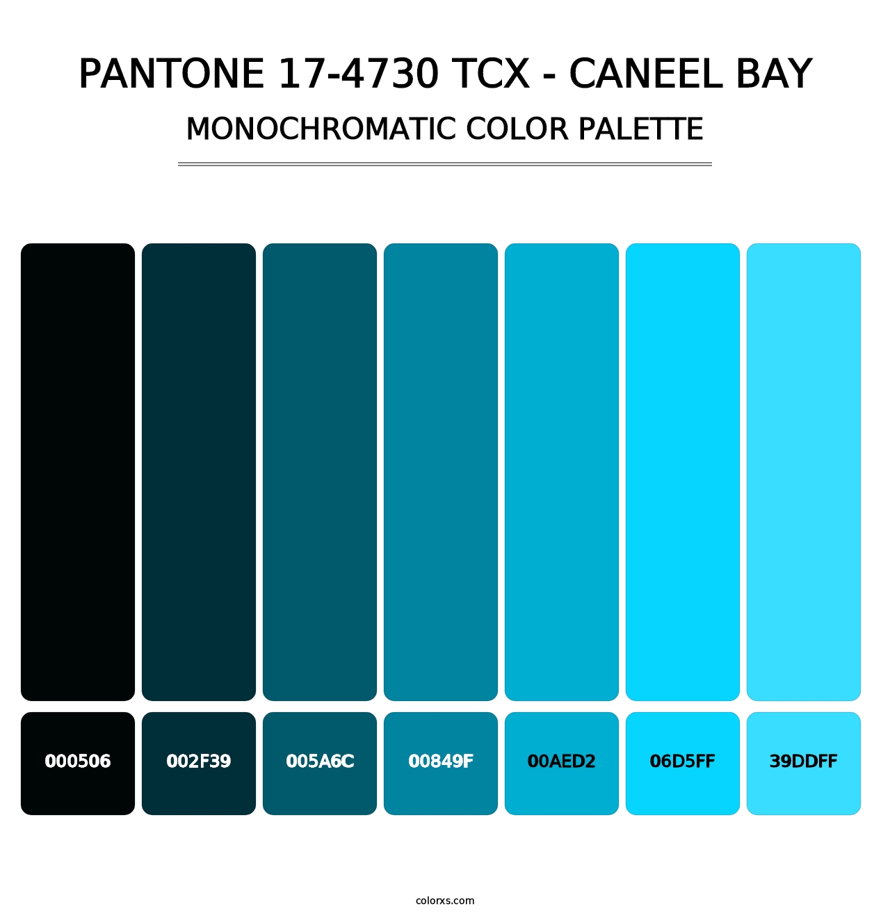 PANTONE 17-4730 TCX - Caneel Bay - Monochromatic Color Palette