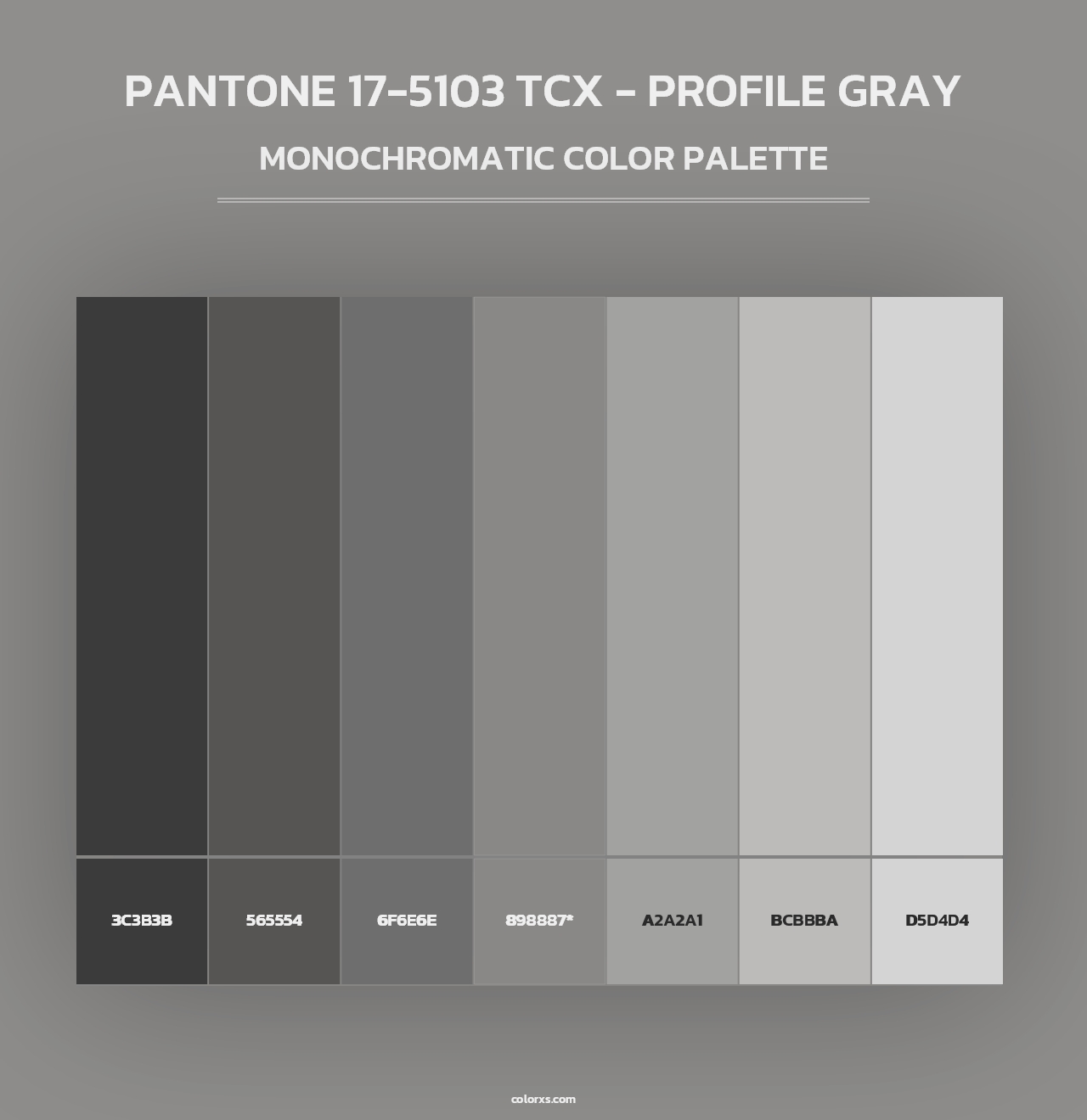 PANTONE 17-5103 TCX - Profile Gray - Monochromatic Color Palette