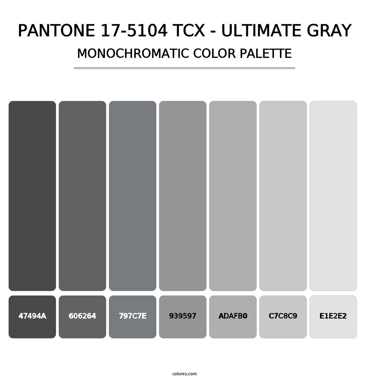 PANTONE 17-5104 TCX - Ultimate Gray - Monochromatic Color Palette