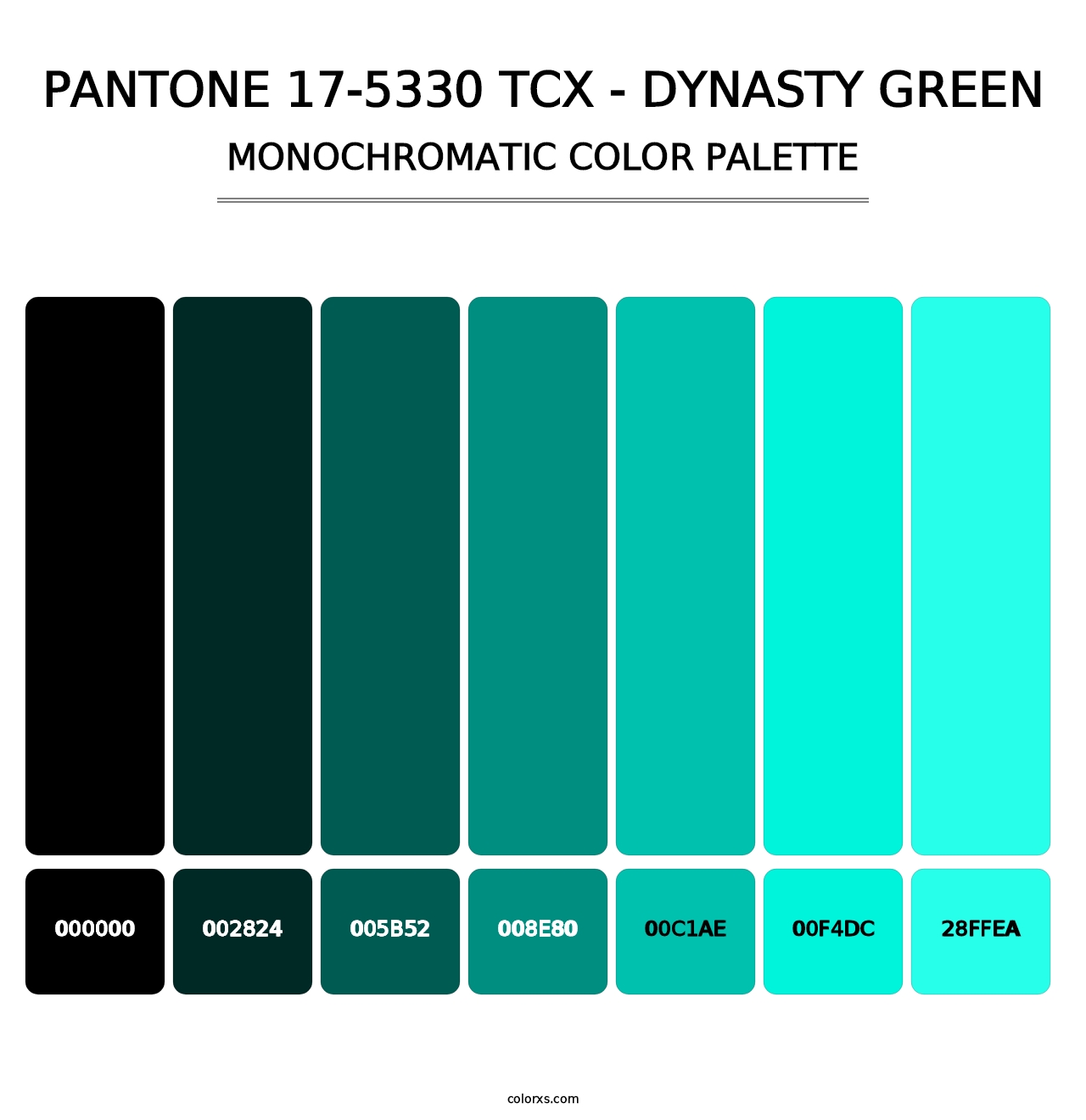 PANTONE 17-5330 TCX - Dynasty Green - Monochromatic Color Palette
