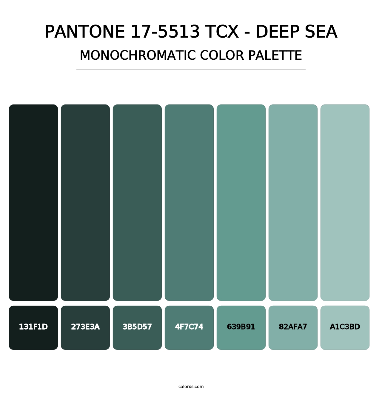 PANTONE 17-5513 TCX - Deep Sea - Monochromatic Color Palette