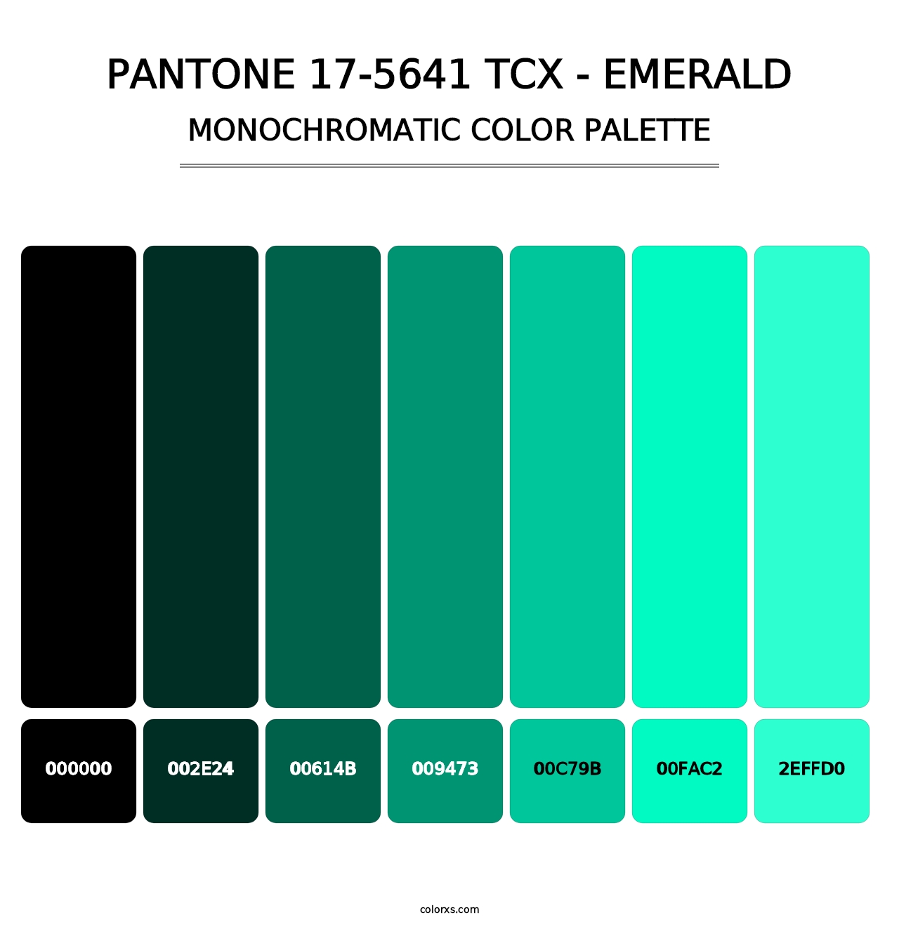 PANTONE 17-5641 TCX - Emerald - Monochromatic Color Palette