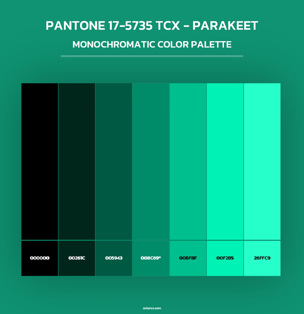 PANTONE 17-5735 TCX - Parakeet - Monochromatic Color Palette