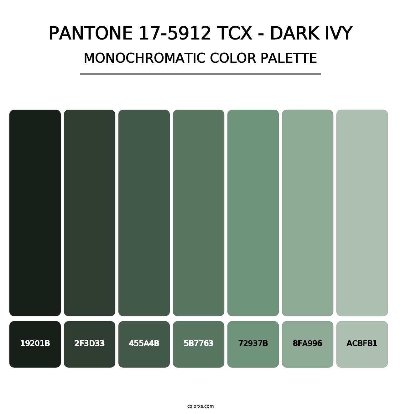 PANTONE 17-5912 TCX - Dark Ivy - Monochromatic Color Palette