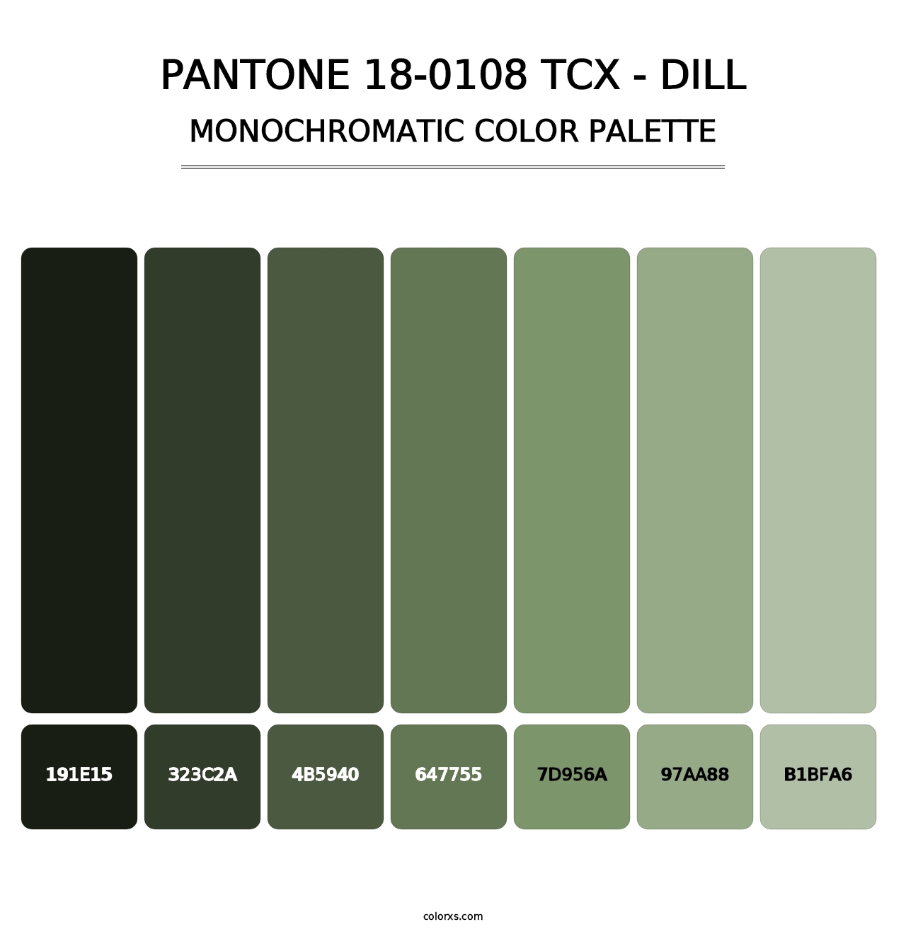 PANTONE 18-0108 TCX - Dill - Monochromatic Color Palette
