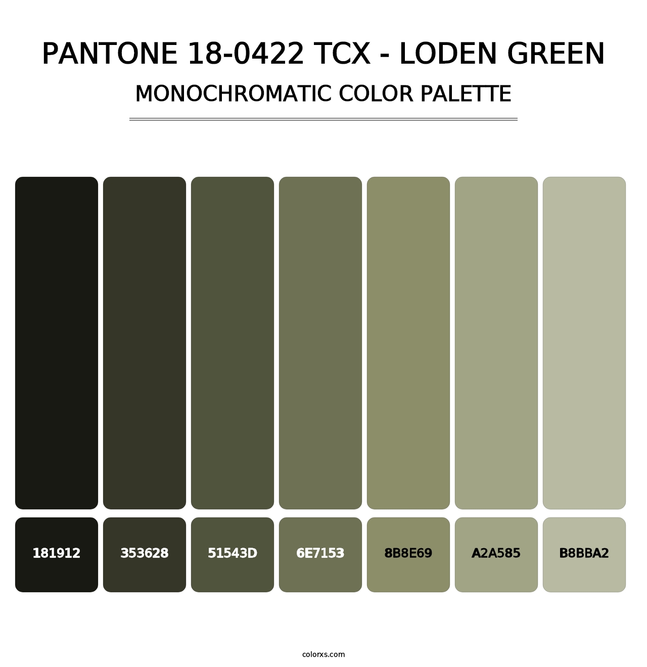 PANTONE 18-0422 TCX - Loden Green - Monochromatic Color Palette