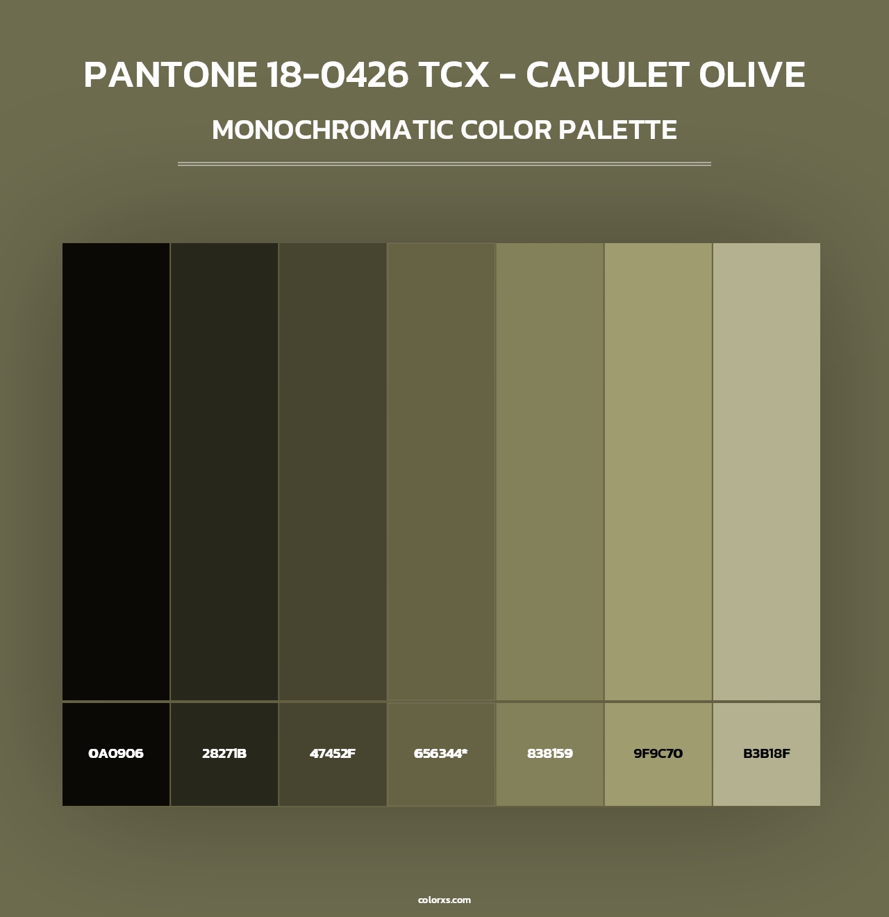 PANTONE 18-0426 TCX - Capulet Olive - Monochromatic Color Palette