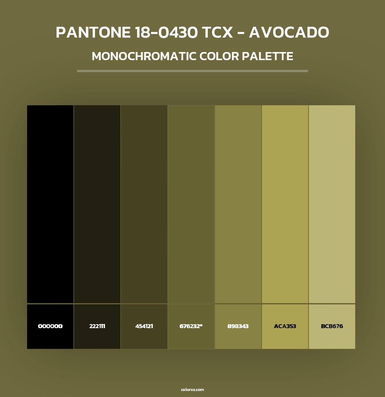 PANTONE 18-0430 TCX - Avocado - Monochromatic Color Palette
