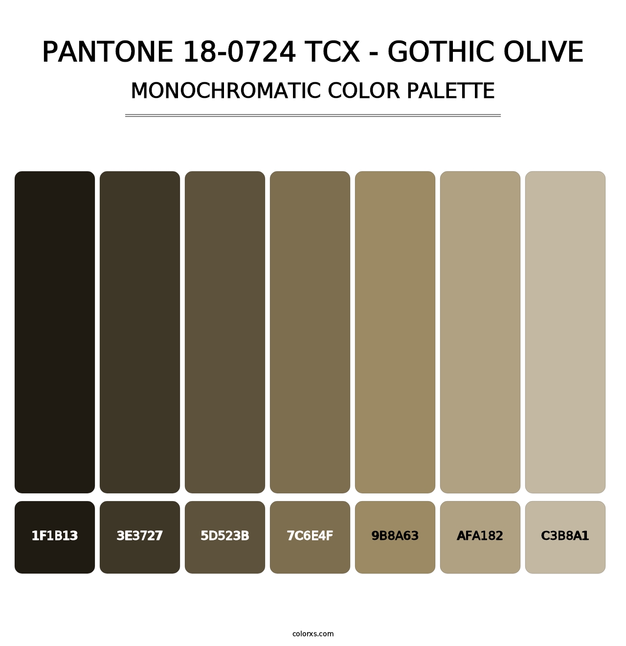 PANTONE 18-0724 TCX - Gothic Olive - Monochromatic Color Palette