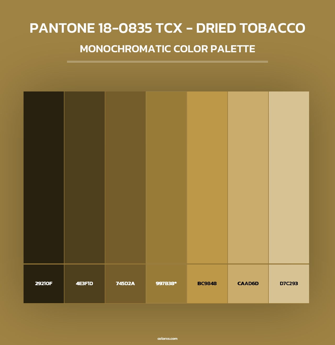 PANTONE 18-0835 TCX - Dried Tobacco - Monochromatic Color Palette