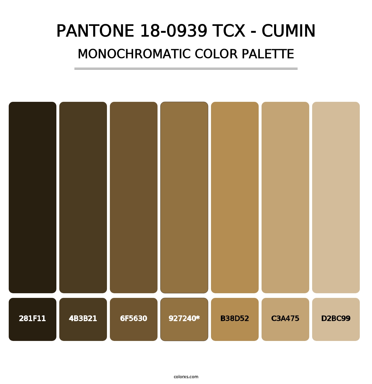 PANTONE 18-0939 TCX - Cumin - Monochromatic Color Palette