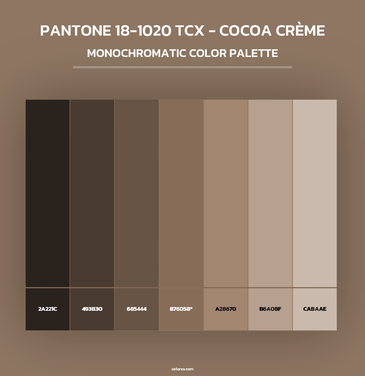 PANTONE 18-1020 TCX - Cocoa Crème - Monochromatic Color Palette