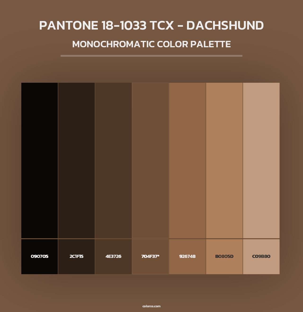 PANTONE 18-1033 TCX - Dachshund - Monochromatic Color Palette