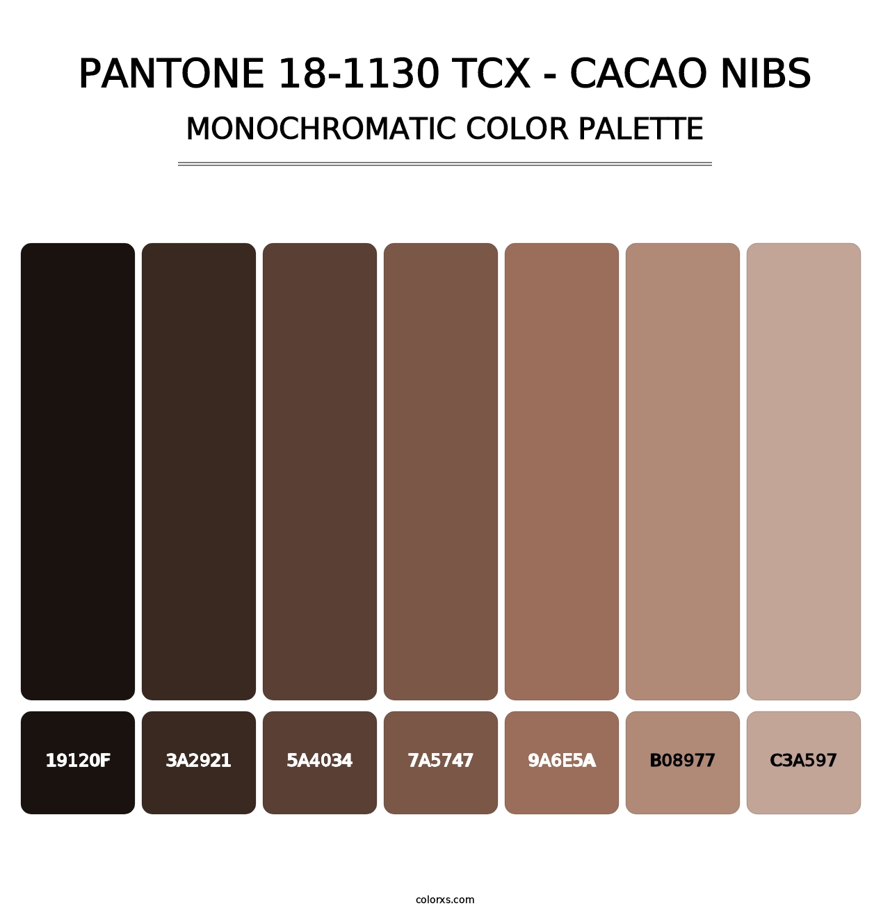 PANTONE 18-1130 TCX - Cacao Nibs - Monochromatic Color Palette