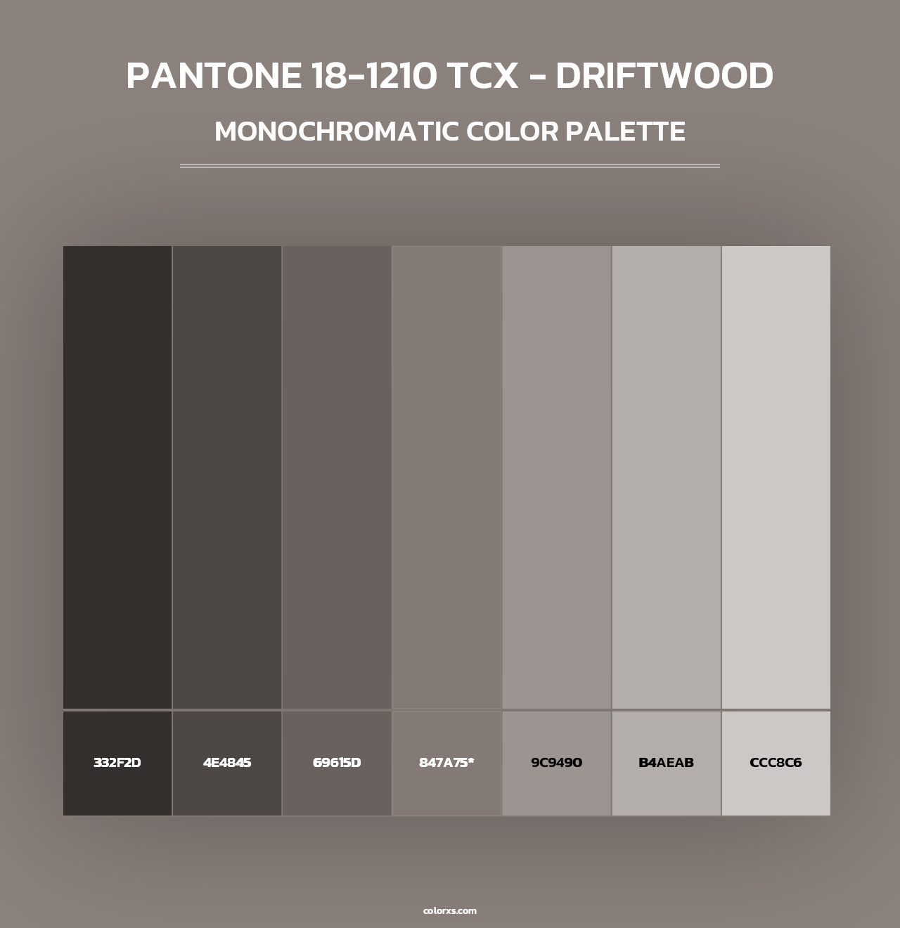 PANTONE 18-1210 TCX - Driftwood - Monochromatic Color Palette