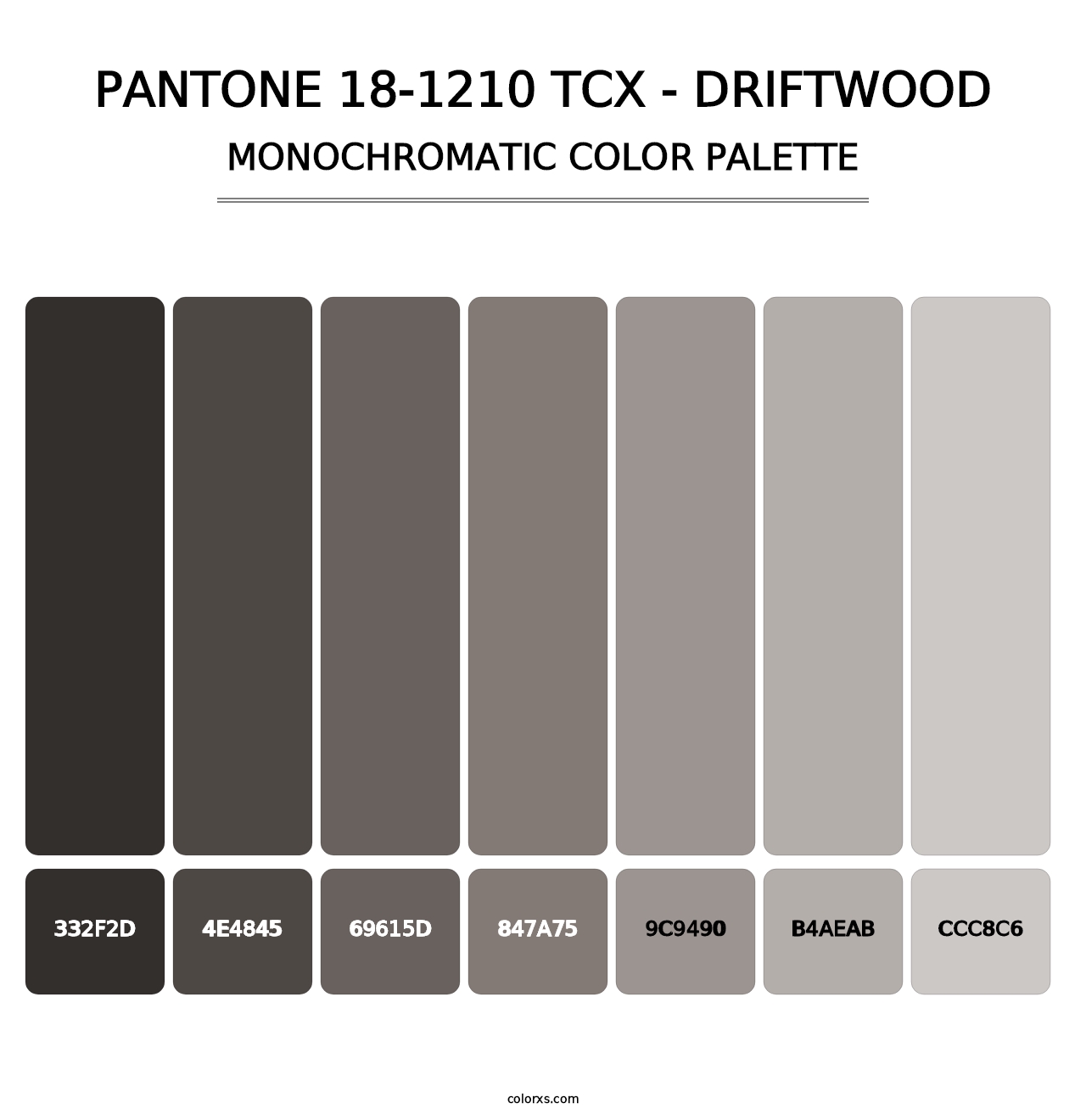 PANTONE 18-1210 TCX - Driftwood - Monochromatic Color Palette