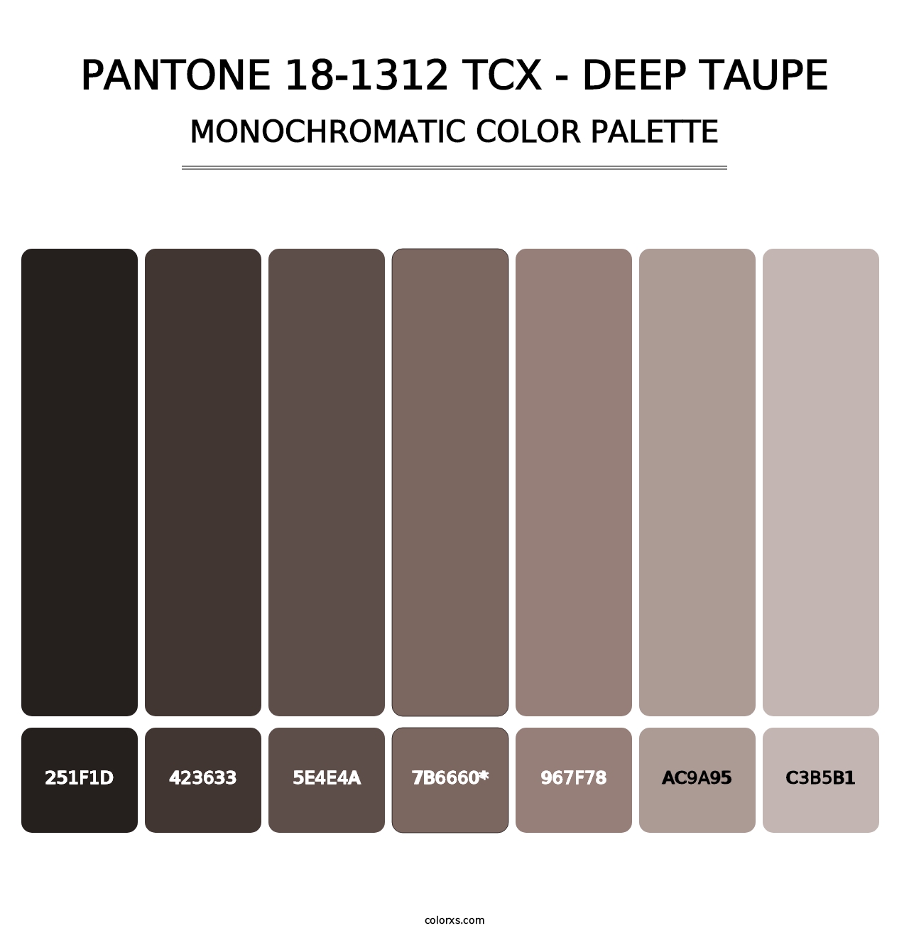 PANTONE 18-1312 TCX - Deep Taupe - Monochromatic Color Palette