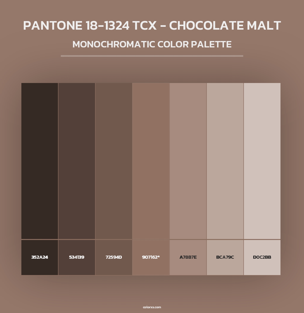 PANTONE 18-1324 TCX - Chocolate Malt - Monochromatic Color Palette