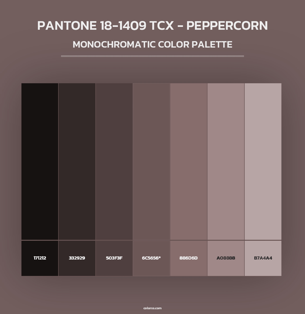 PANTONE 18-1409 TCX - Peppercorn - Monochromatic Color Palette