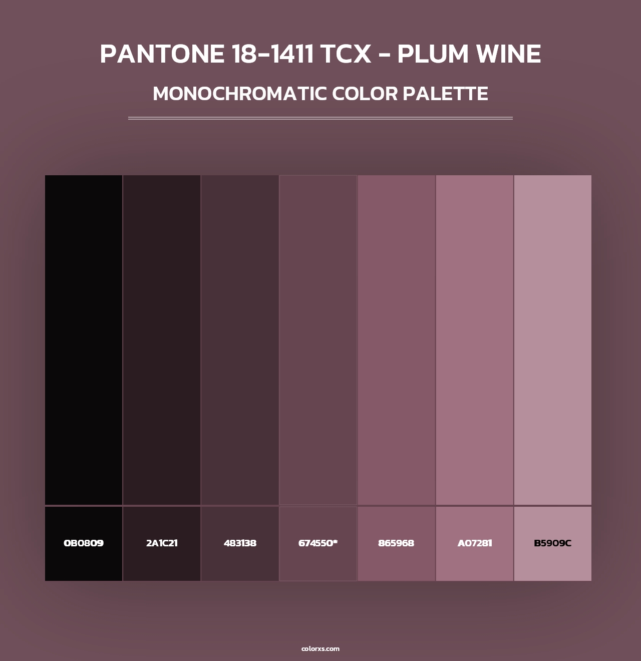 PANTONE 18-1411 TCX - Plum Wine - Monochromatic Color Palette