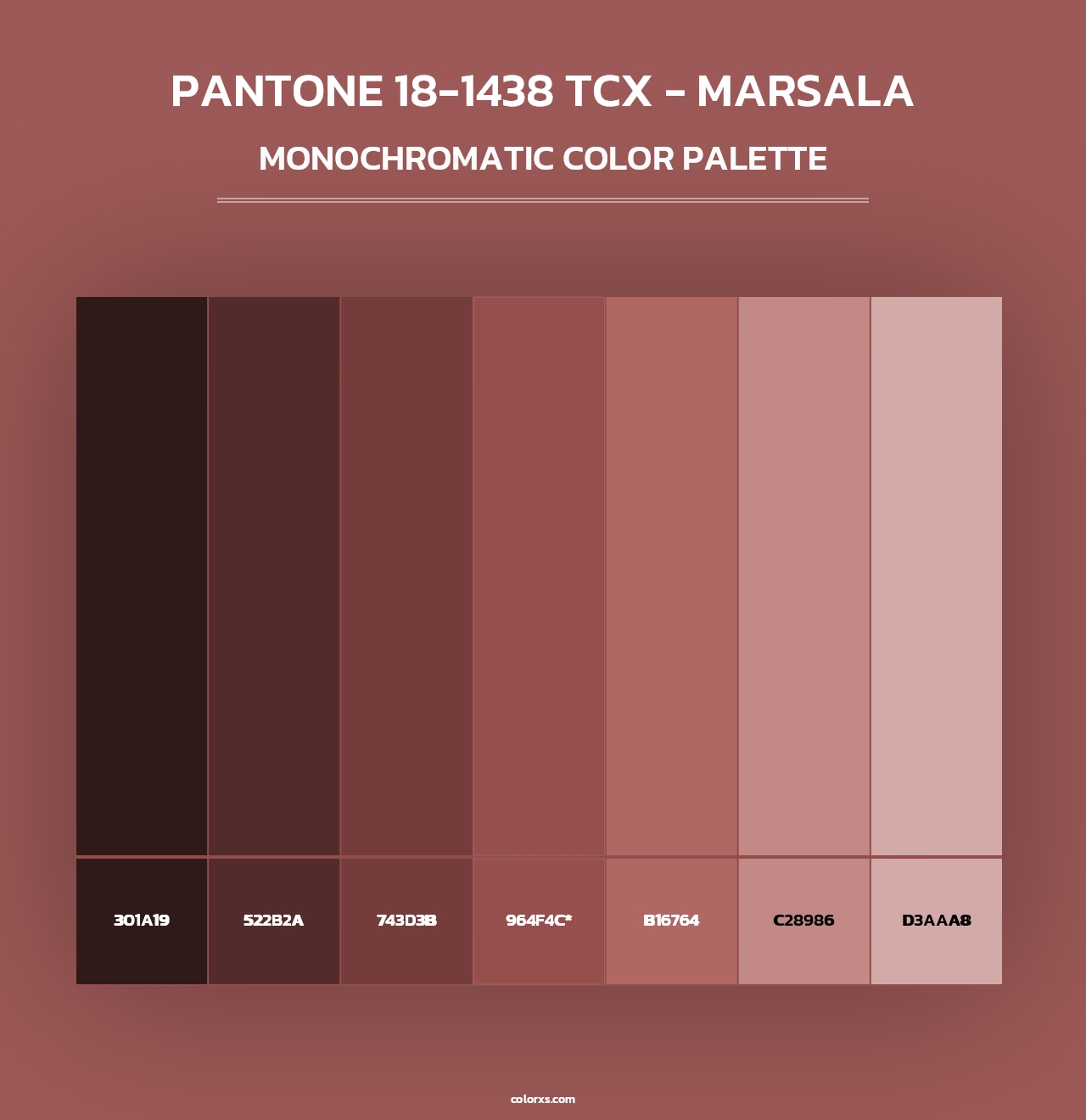 PANTONE 18-1438 TCX - Marsala - Monochromatic Color Palette