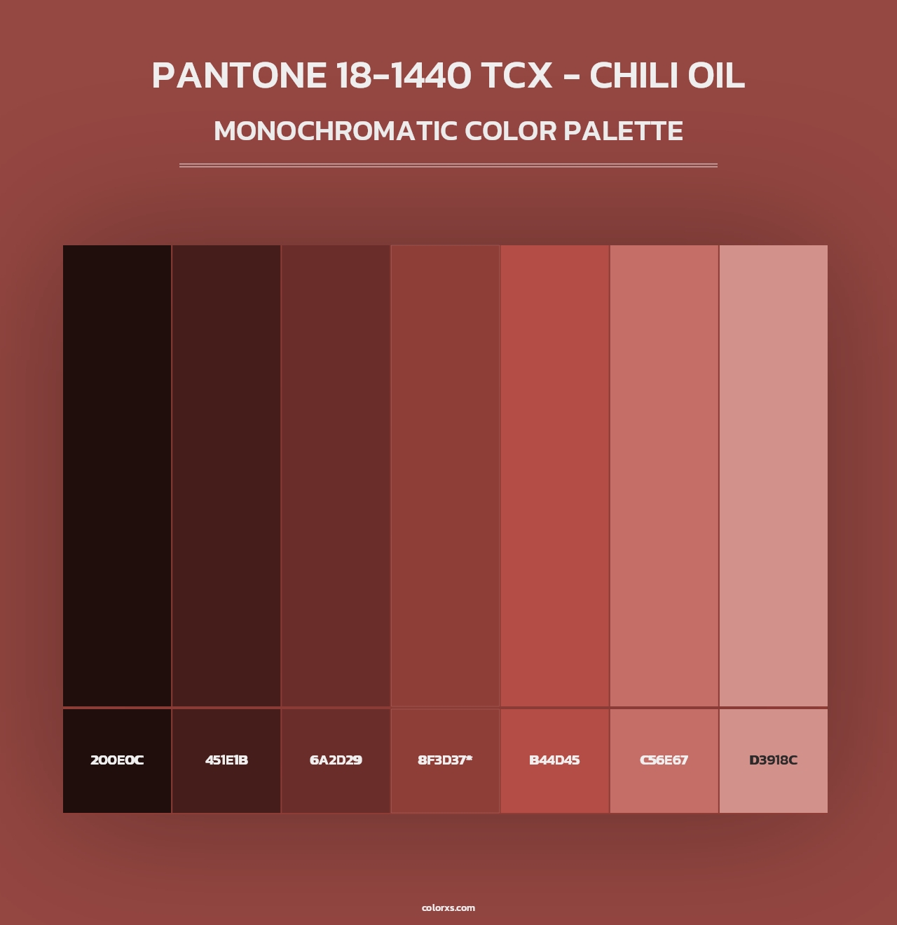 PANTONE 18-1440 TCX - Chili Oil - Monochromatic Color Palette
