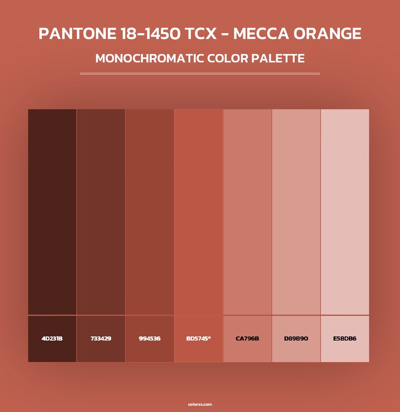 PANTONE 18-1450 TCX - Mecca Orange - Monochromatic Color Palette