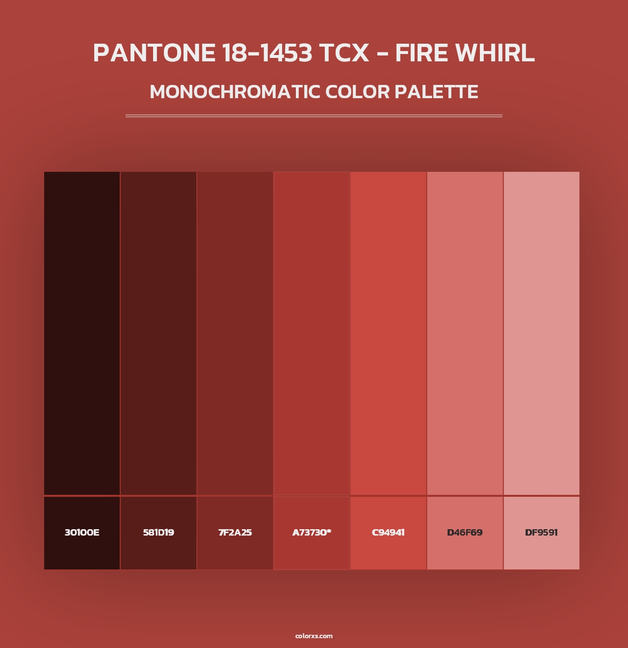 PANTONE 18-1453 TCX - Fire Whirl - Monochromatic Color Palette
