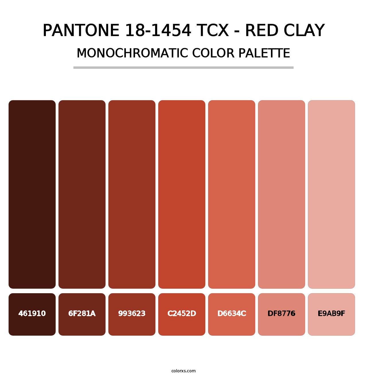 PANTONE 18-1454 TCX - Red Clay - Monochromatic Color Palette
