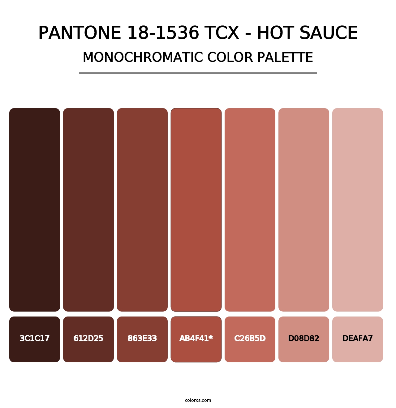 PANTONE 18-1536 TCX - Hot Sauce - Monochromatic Color Palette
