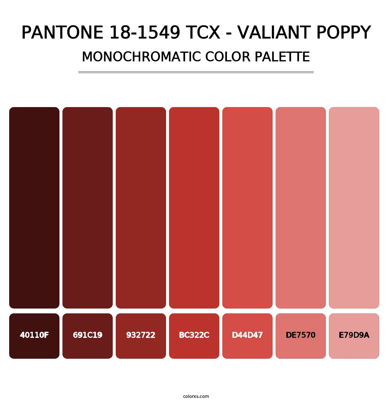 PANTONE 18-1549 TCX - Valiant Poppy - Monochromatic Color Palette