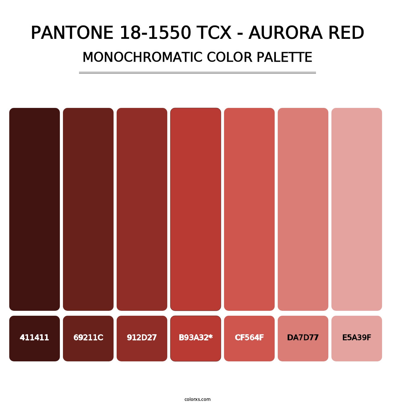 PANTONE 18-1550 TCX - Aurora Red - Monochromatic Color Palette