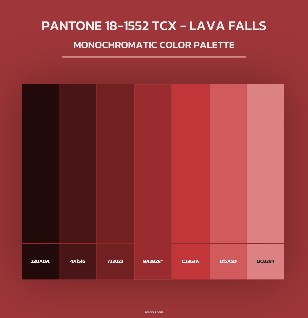 PANTONE 18-1552 TCX - Lava Falls - Monochromatic Color Palette