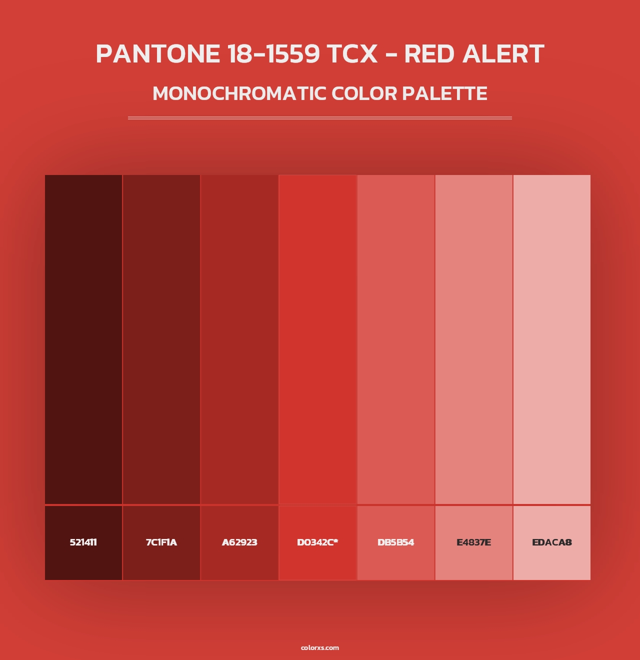 PANTONE 18-1559 TCX - Red Alert - Monochromatic Color Palette