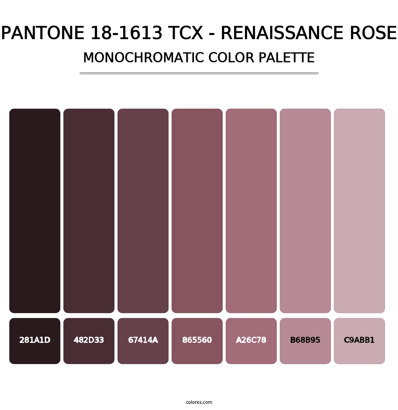 PANTONE 18-1613 TCX - Renaissance Rose - Monochromatic Color Palette