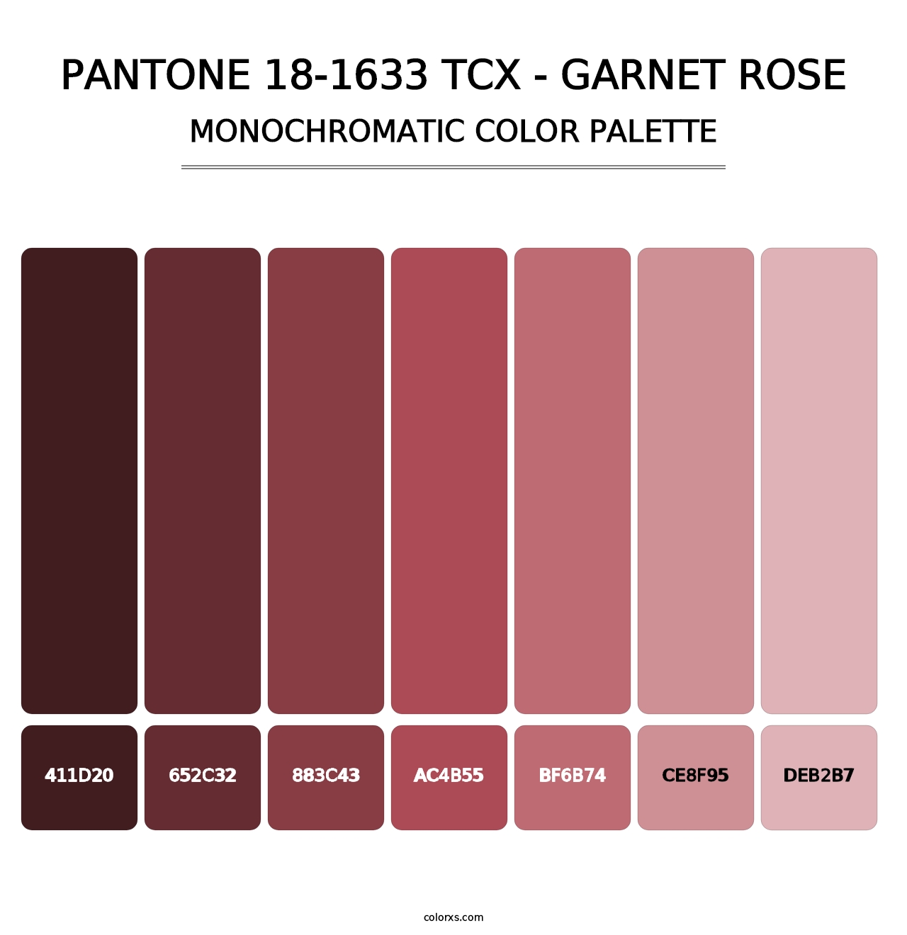 PANTONE 18-1633 TCX - Garnet Rose - Monochromatic Color Palette