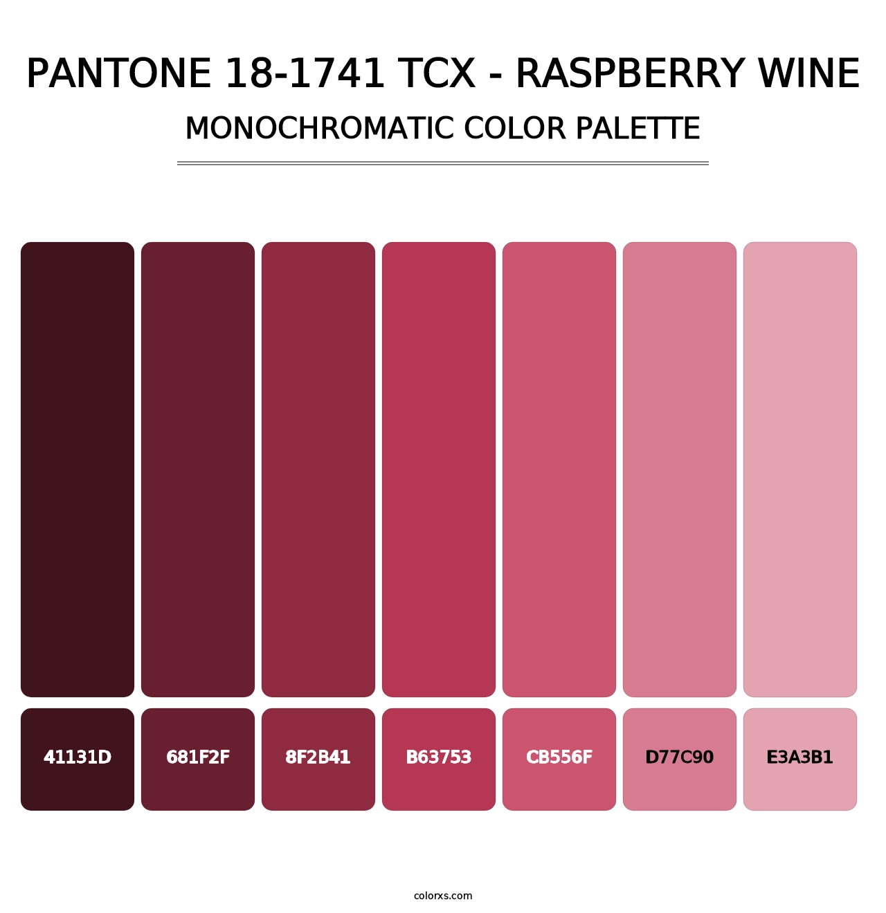 PANTONE 18-1741 TCX - Raspberry Wine - Monochromatic Color Palette