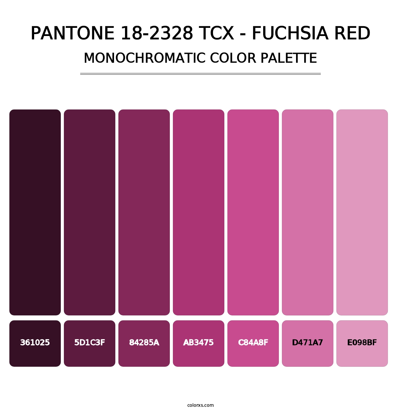 PANTONE 18-2328 TCX - Fuchsia Red - Monochromatic Color Palette