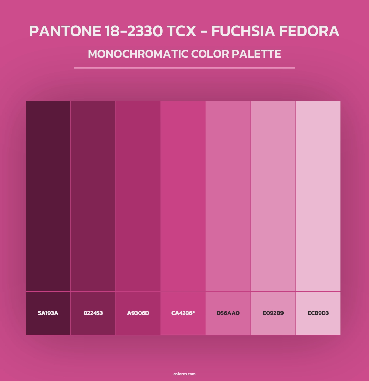 PANTONE 18-2330 TCX - Fuchsia Fedora - Monochromatic Color Palette
