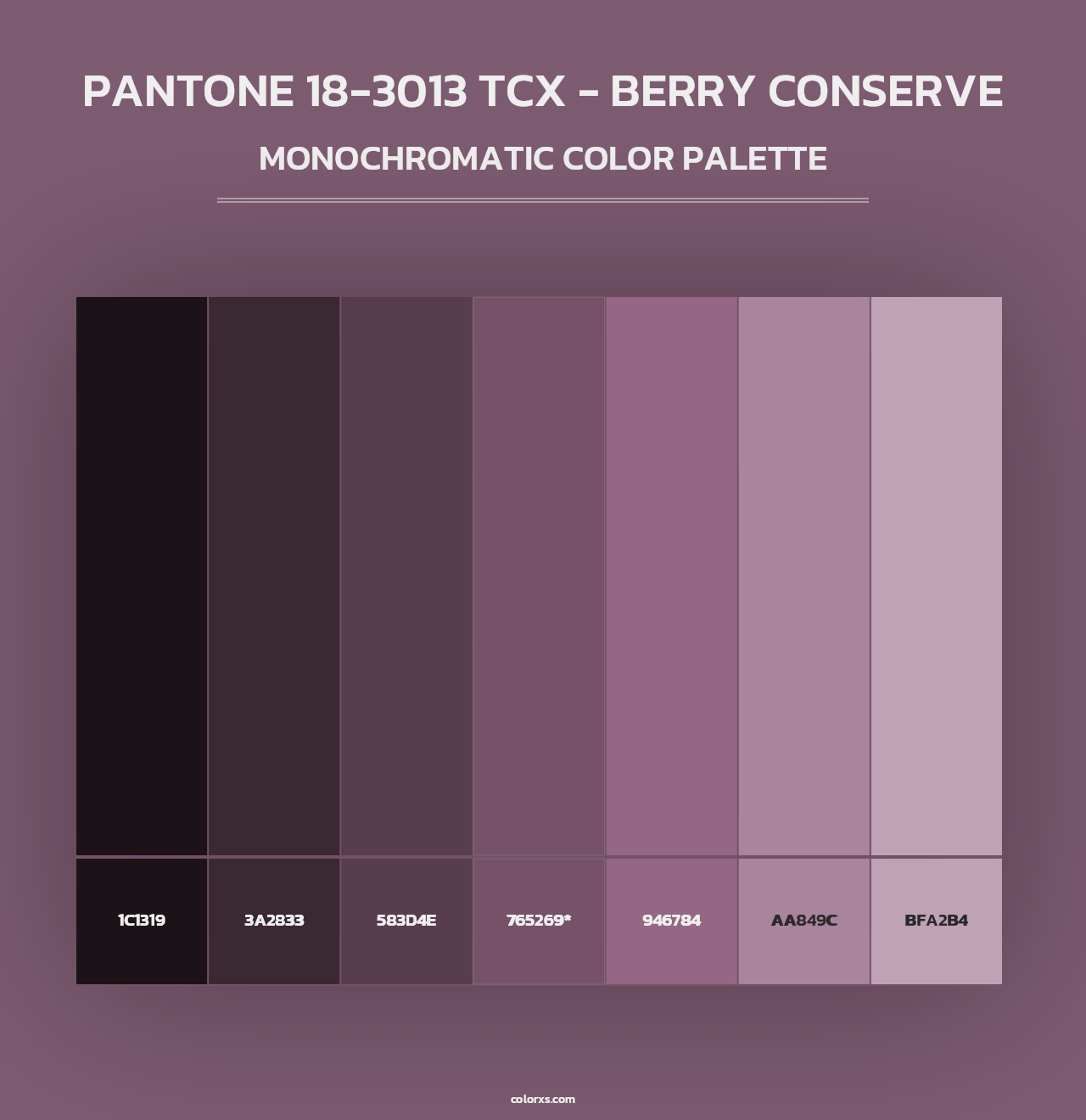 PANTONE 18-3013 TCX - Berry Conserve - Monochromatic Color Palette