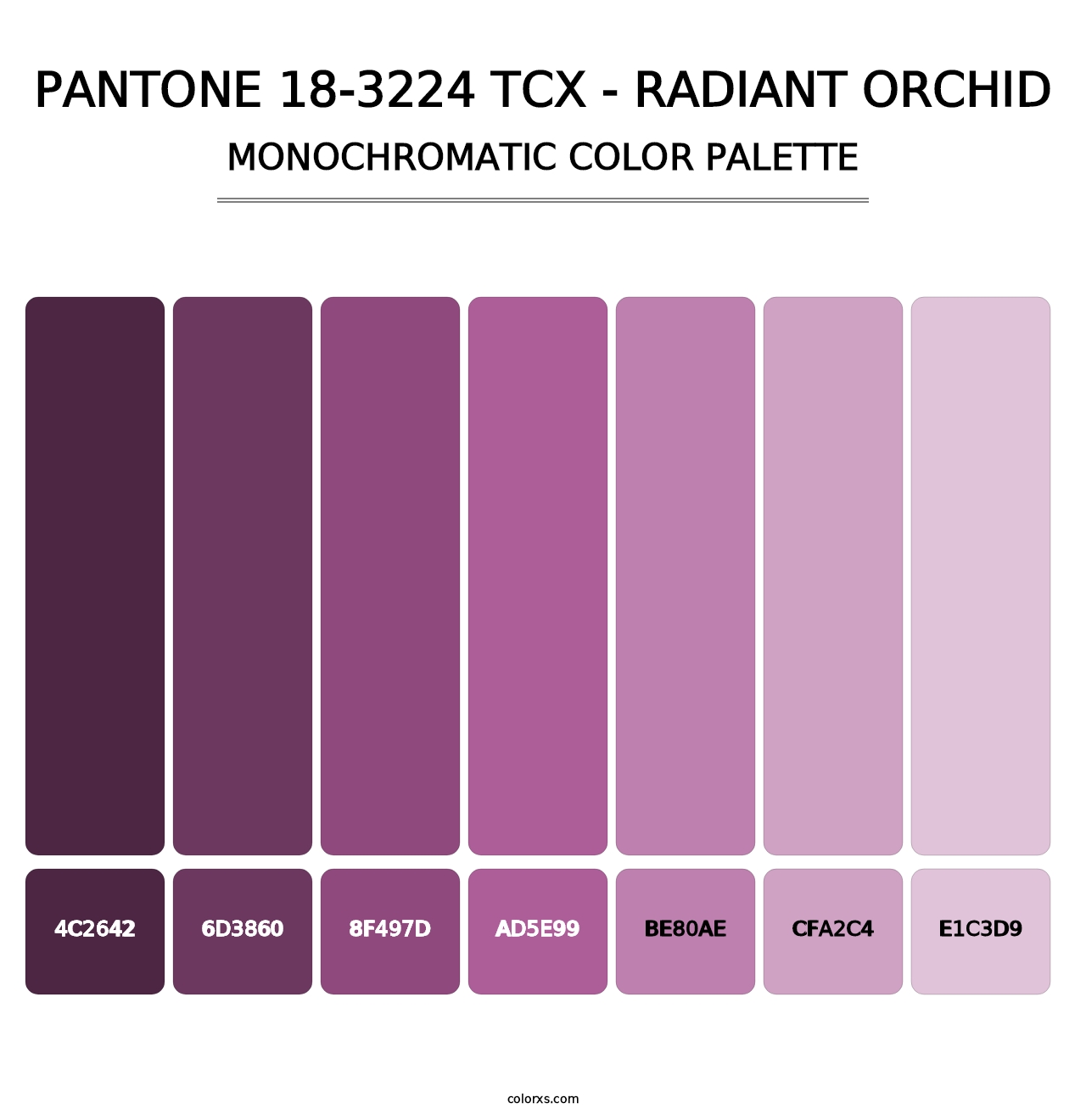 PANTONE 18-3224 TCX - Radiant Orchid - Monochromatic Color Palette