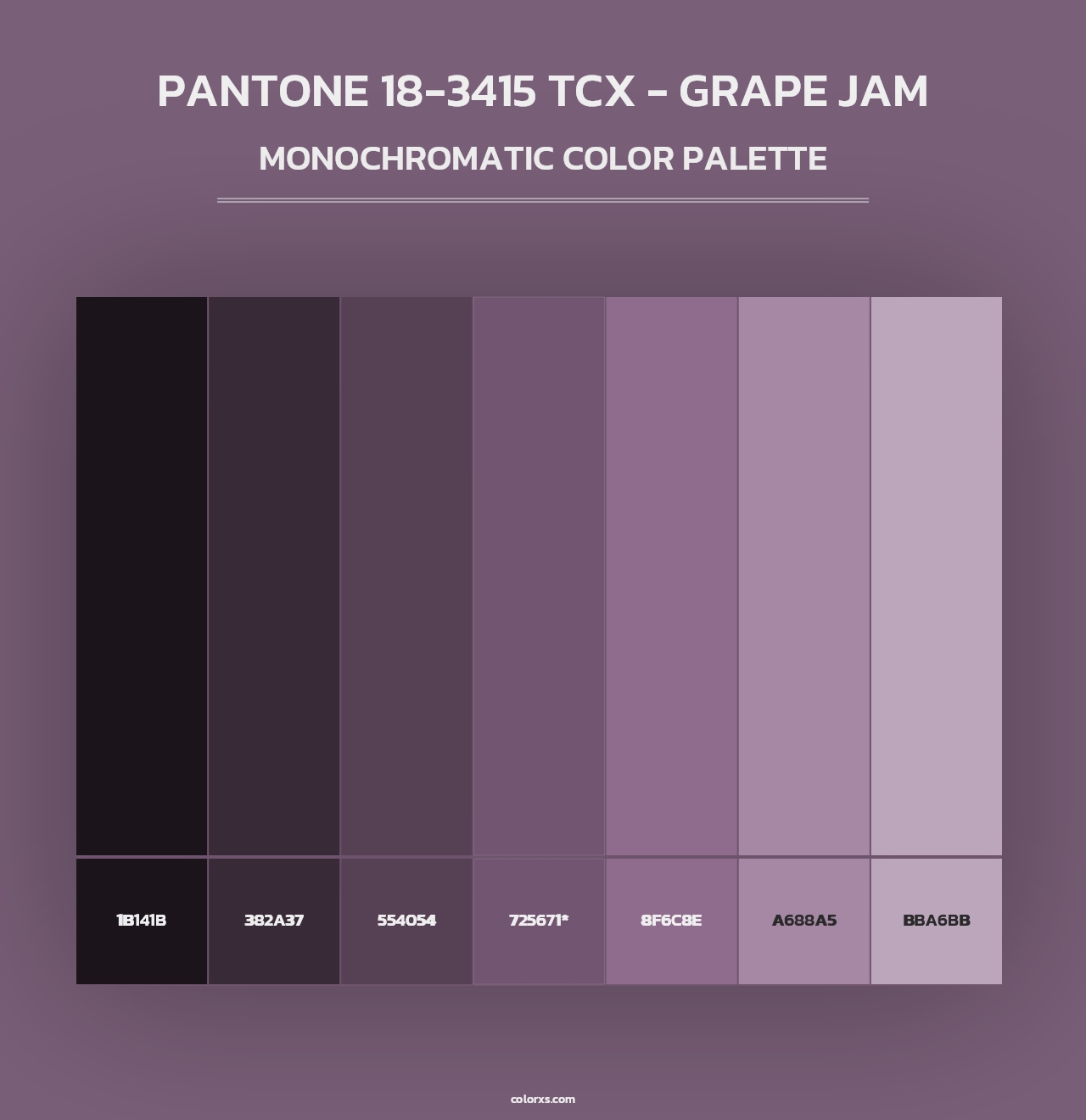 PANTONE 18-3415 TCX - Grape Jam - Monochromatic Color Palette