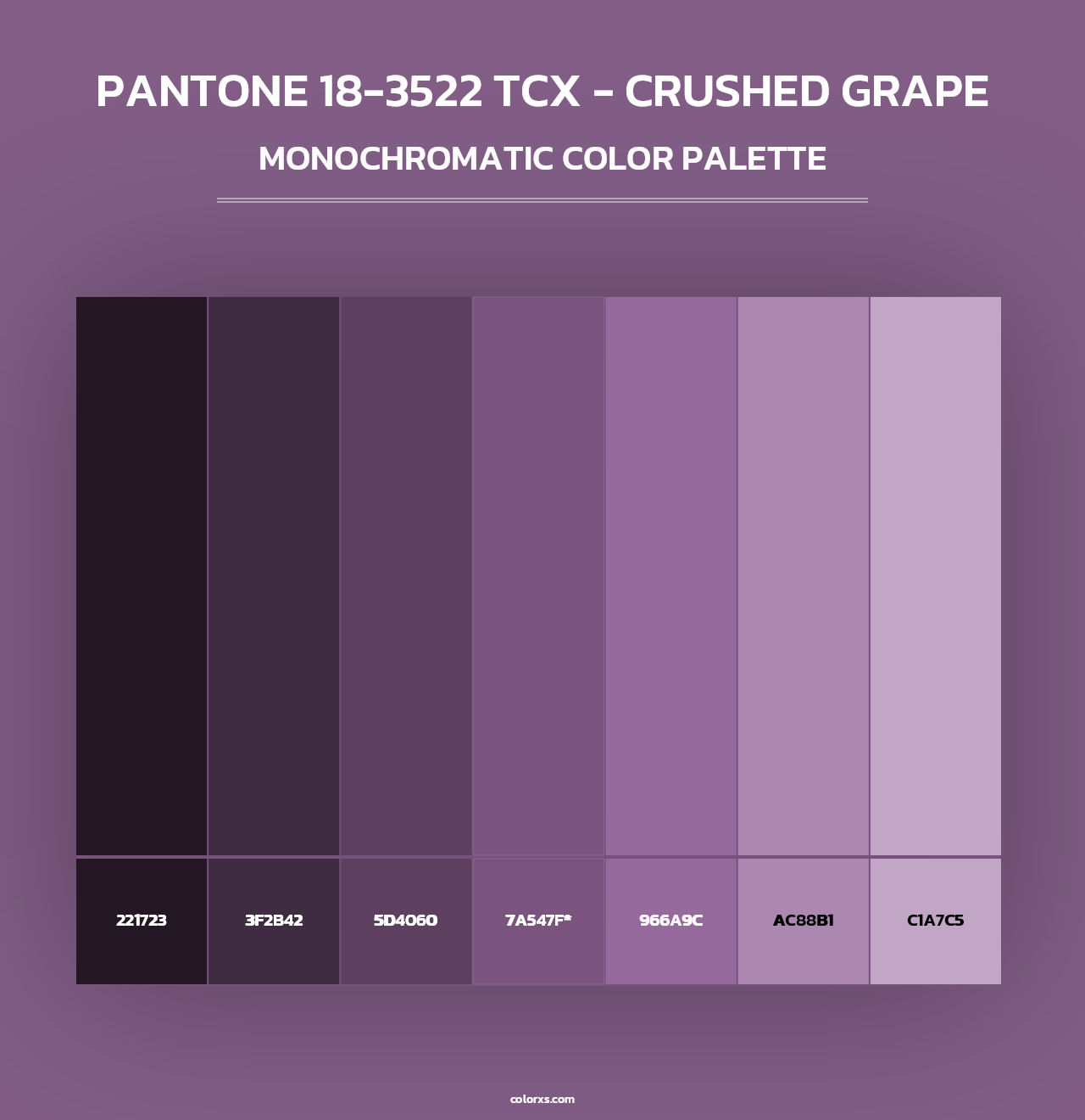 PANTONE 18-3522 TCX - Crushed Grape - Monochromatic Color Palette