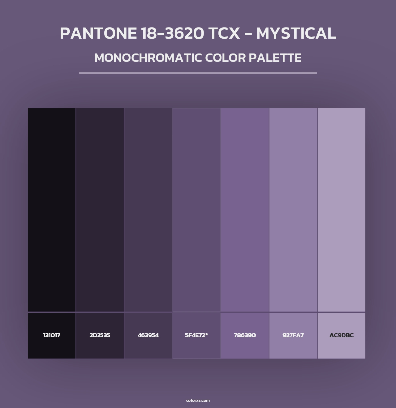 PANTONE 18-3620 TCX - Mystical - Monochromatic Color Palette