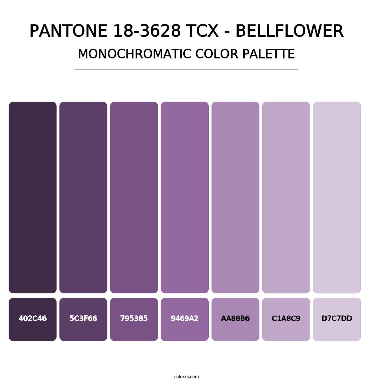 PANTONE 18-3628 TCX - Bellflower - Monochromatic Color Palette
