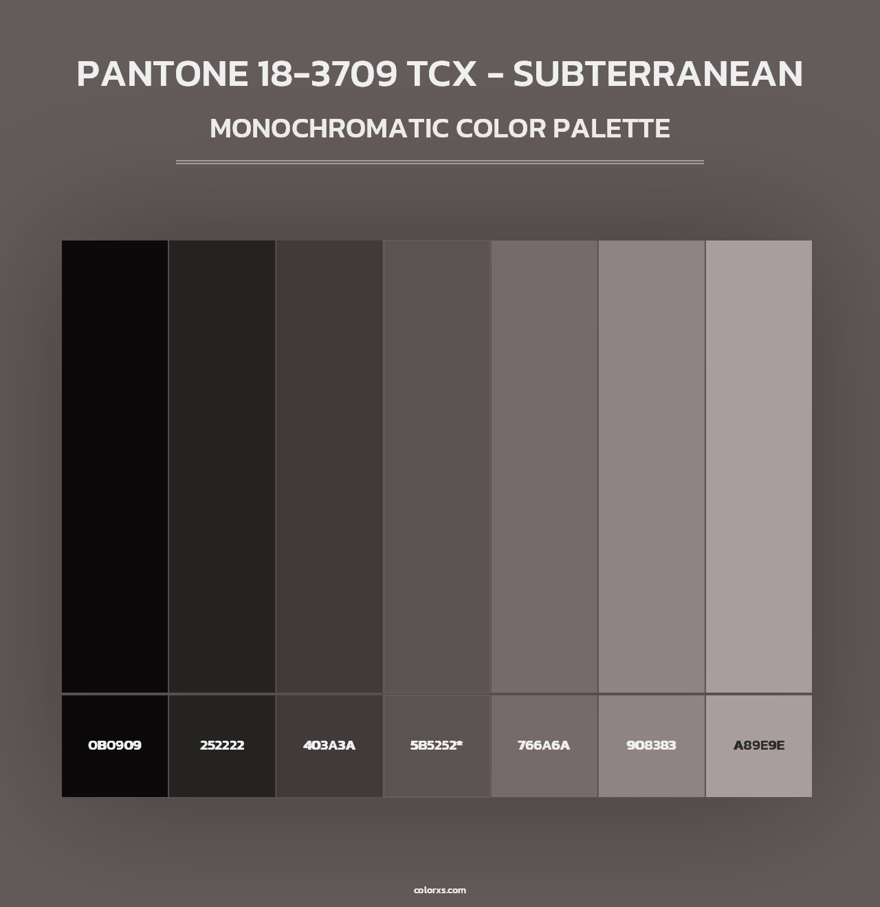 PANTONE 18-3709 TCX - Subterranean - Monochromatic Color Palette